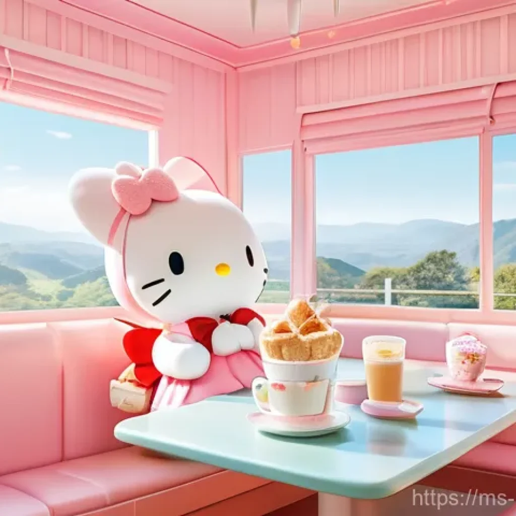 산리오 팬덤과 소셜미디어 트렌드 - **Prompt Title: Kawaii Lifestyle Harmony**
    **Prompt:** A beautifully rendered, bright, and cheer...
