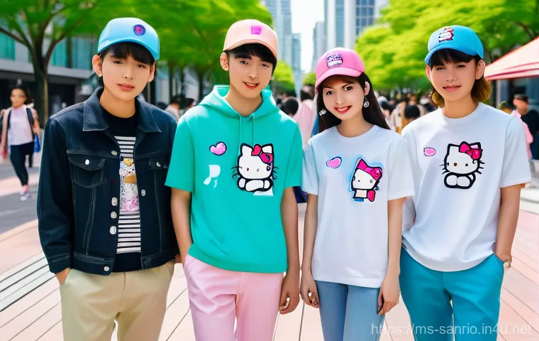 산리오의 협업 프로젝트  스타벅스 유니클로 등 - Prompt 1: "Sanrio Urban Fashion Fiesta"**