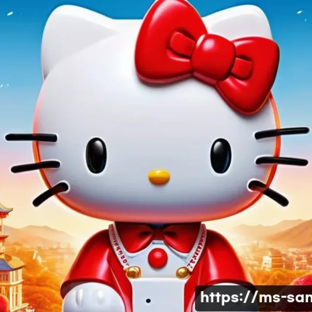 산리오 캐릭터와 색상 심리학 - **A vibrant and empowering illustration of Hello Kitty.** She stands confidently, adorned with her i...