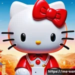 산리오 캐릭터와 색상 심리학 - **A vibrant and empowering illustration of Hello Kitty.** She stands confidently, adorned with her i...